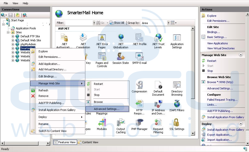 IIS Website Advanced Settings