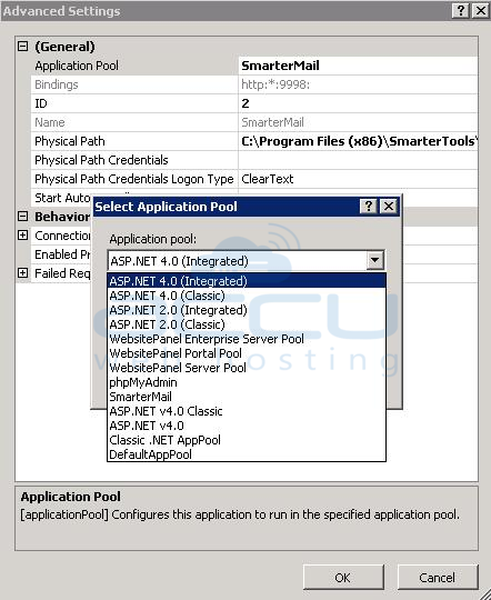 Change the Application Pool of a Website