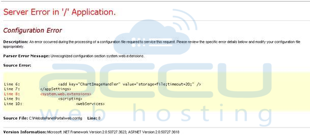 Server Error '/'  in Application in WebsitePanel in Windows 2003 VPS