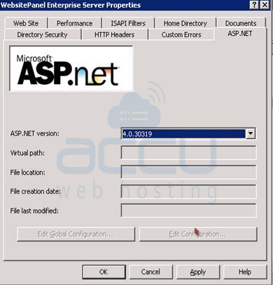 Select ASP.Net Version for Application Pool