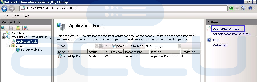Add Application Pool for SmarterMail Website