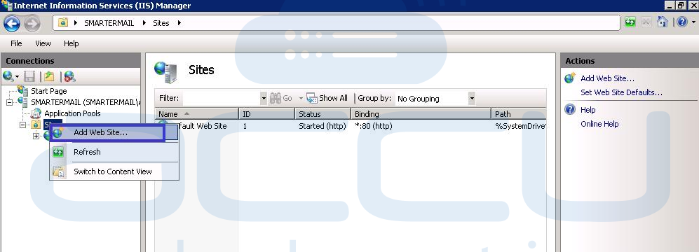 Add a Website for SmarterMail