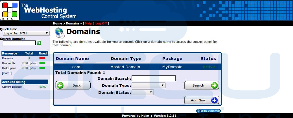 Select a Domain for which You Need MySQL DB Backup