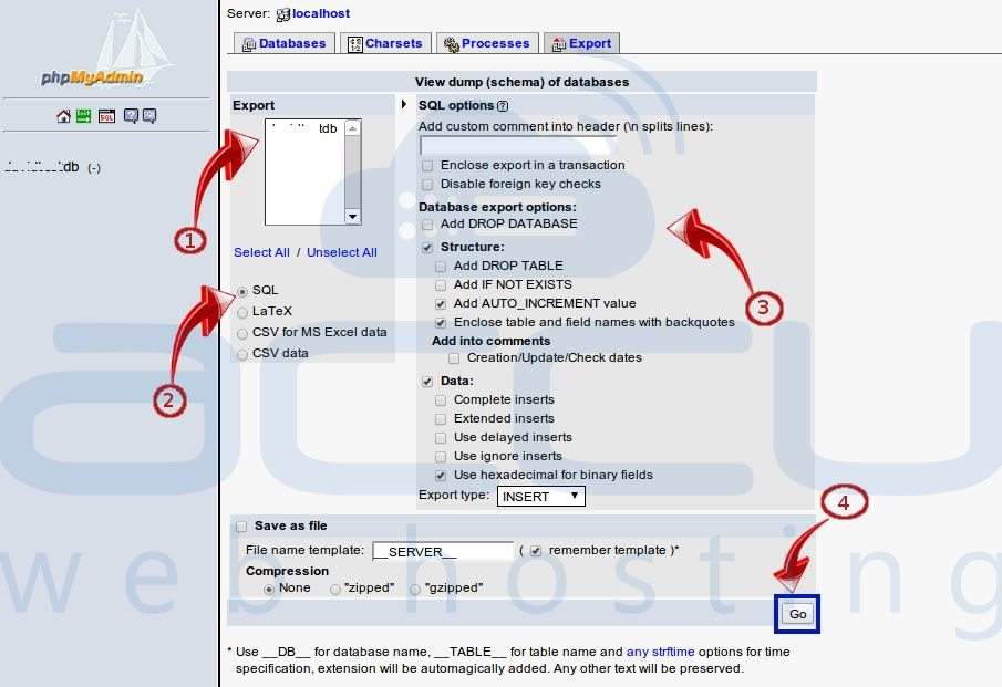 Configure Necessary Options for Database Backup