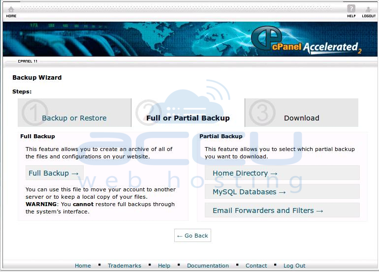 cPanel Backup Wizard