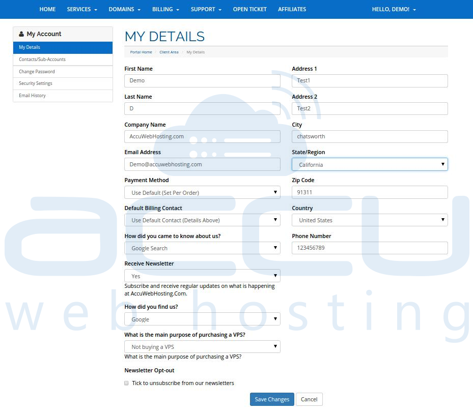 View and Edit Your Account Details
